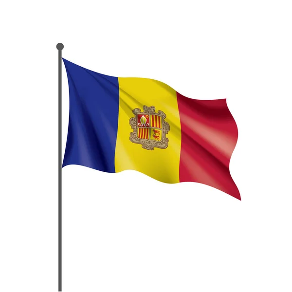 Andora σημαία, εικονογράφηση διάνυσμα σε λευκό φόντο — Διανυσματικό Αρχείο