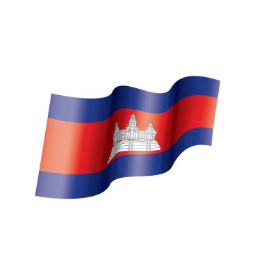 Kamboçya bayrağı, beyaz bir arka plan üzerinde vektör çizim