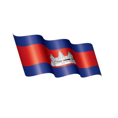 Kamboçya bayrağı, beyaz bir arka plan üzerinde vektör çizim