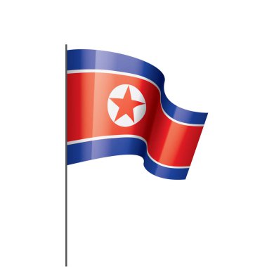 Kuzey Kore bayrağı, beyaz arkaplanda vektör illüstrasyonu