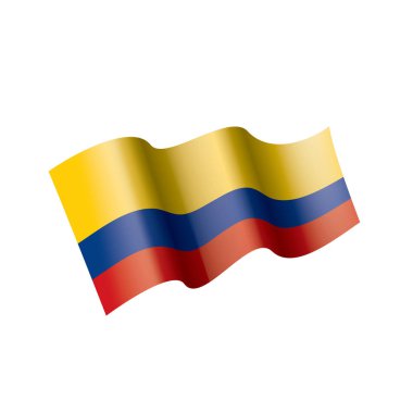 Beyaz arka planda Kolombiya bayrağı, vektör illüstrasyonu