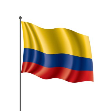 Beyaz arka planda Kolombiya bayrağı, vektör illüstrasyonu
