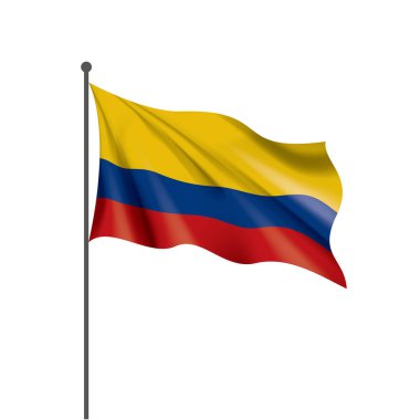 Beyaz arka planda Kolombiya bayrağı, vektör illüstrasyonu