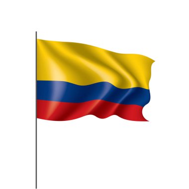 Beyaz arka planda Kolombiya bayrağı, vektör illüstrasyonu