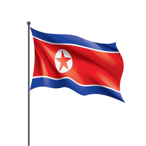 Bandeira da Coreia do Norte, ilustração vetorial sobre um fundo branco —  Vetores de Stock