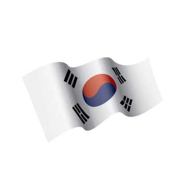 Güney Kore bayrağı, beyaz bir arka plan üzerinde vektör çizim