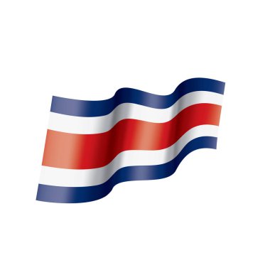 Kosta Rika bayrağı, beyaz arkaplanda vektör illüstrasyonu