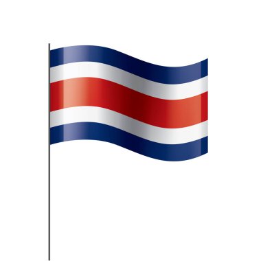 Kosta Rika bayrağı, beyaz arkaplanda vektör illüstrasyonu