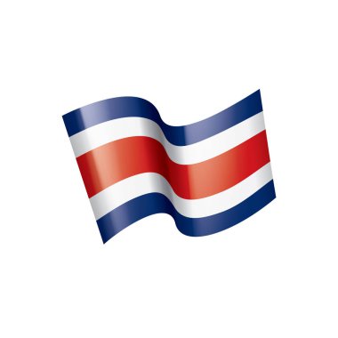 Kosta Rika bayrağı, beyaz arkaplanda vektör illüstrasyonu