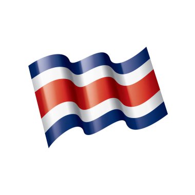 Kosta Rika bayrağı, beyaz arkaplanda vektör illüstrasyonu