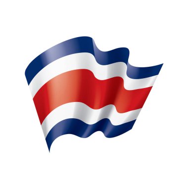 Kosta Rika bayrağı, beyaz arkaplanda vektör illüstrasyonu