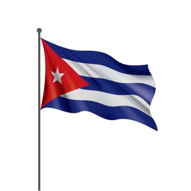 Küba bayrağı, beyaz arkaplanda vektör illüstrasyonu