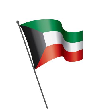 Beyaz arkaplanda Kuveyt bayrağı, vektör illüstrasyonu