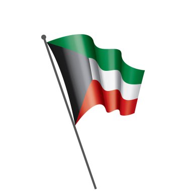 Beyaz arkaplanda Kuveyt bayrağı, vektör illüstrasyonu