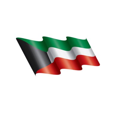 Beyaz arkaplanda Kuveyt bayrağı, vektör illüstrasyonu