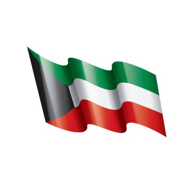 Beyaz arkaplanda Kuveyt bayrağı, vektör illüstrasyonu