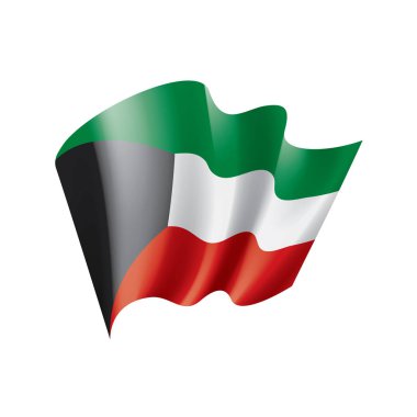 Beyaz arkaplanda Kuveyt bayrağı, vektör illüstrasyonu