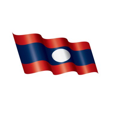Laos bayrağı, beyaz bir arka plan üzerinde vektör çizim