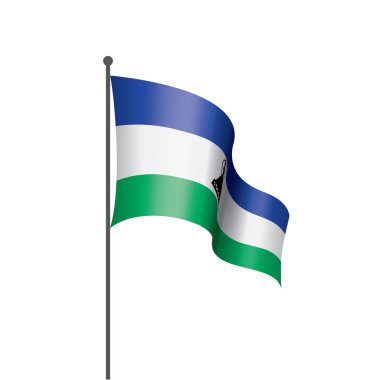 Lesoto bayrağı, beyaz bir arka plan üzerinde vektör çizim