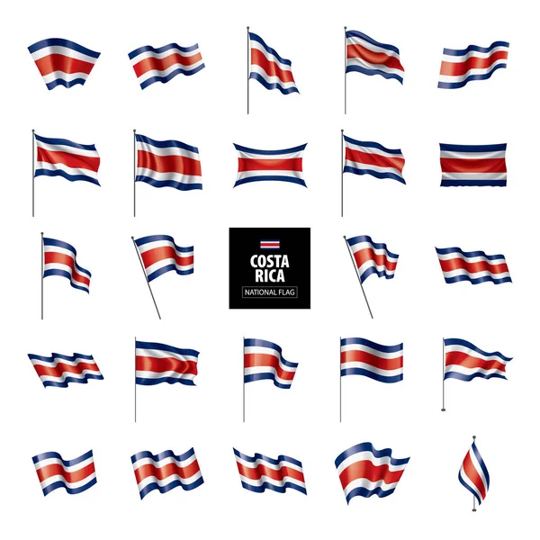 Σημαία Κόστα Ρίκα, διανυσματική απεικόνιση σε λευκό φόντο — Διανυσματικό Αρχείο