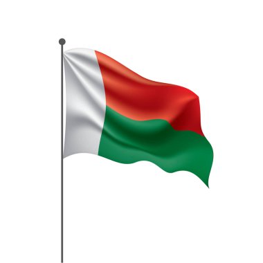 Madagaskar bayrağı, beyaz bir arka plan üzerinde vektör çizim