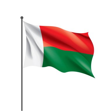 Madagaskar bayrağı, beyaz bir arka plan üzerinde vektör çizim