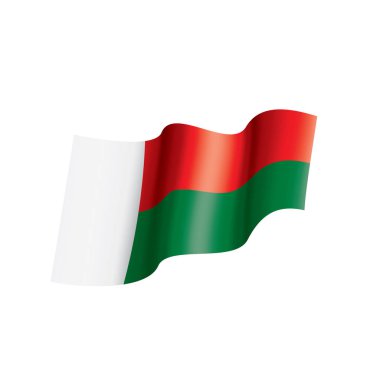 Madagaskar bayrağı, beyaz bir arka plan üzerinde vektör çizim