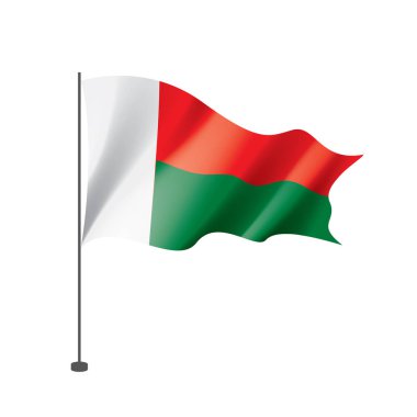 Madagaskar bayrağı, beyaz bir arka plan üzerinde vektör çizim