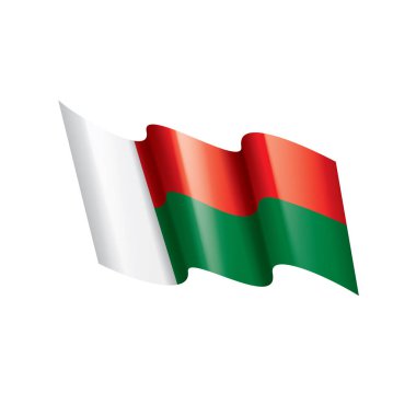 Madagaskar bayrağı, beyaz bir arka plan üzerinde vektör çizim
