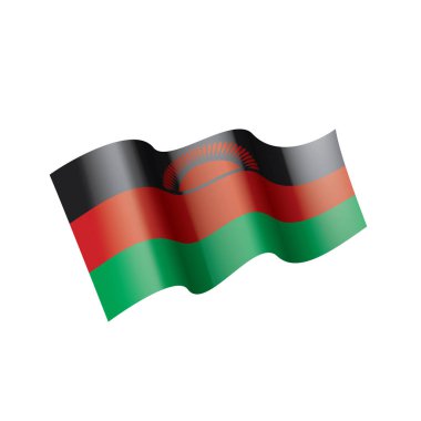 Malavi bayrak, beyaz bir arka plan üzerinde vektör çizim