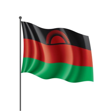 Malavi bayrak, beyaz bir arka plan üzerinde vektör çizim