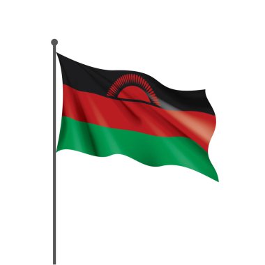 Malavi bayrak, beyaz bir arka plan üzerinde vektör çizim