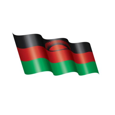 Malavi bayrak, beyaz bir arka plan üzerinde vektör çizim