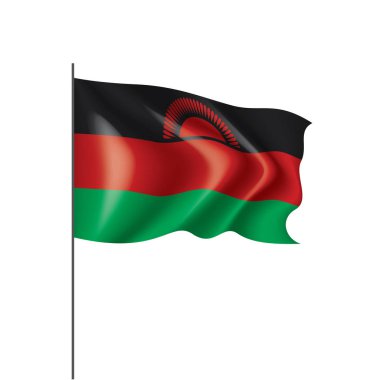 Malavi bayrak, beyaz bir arka plan üzerinde vektör çizim