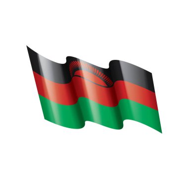 Malavi bayrak, beyaz bir arka plan üzerinde vektör çizim