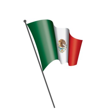 Meksika bayrağı, beyaz bir arka plan üzerinde vektör çizim