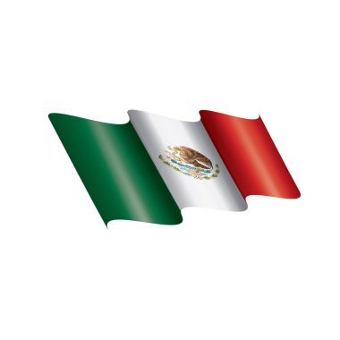 Meksika bayrağı, beyaz bir arka plan üzerinde vektör çizim