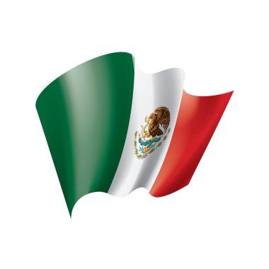 Meksika bayrağı, beyaz bir arka plan üzerinde vektör çizim