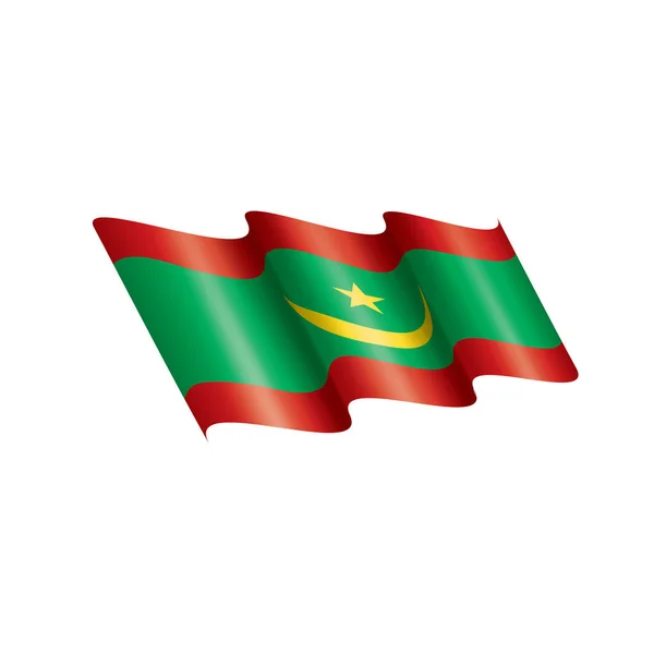 毛里塔尼亚旗子, 矢量例证在白色背景 — 图库矢量图片