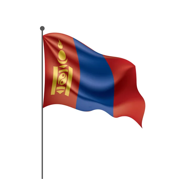 Moğolistan bayrağı, beyaz bir arka plan üzerinde vektör çizim — Stok Vektör