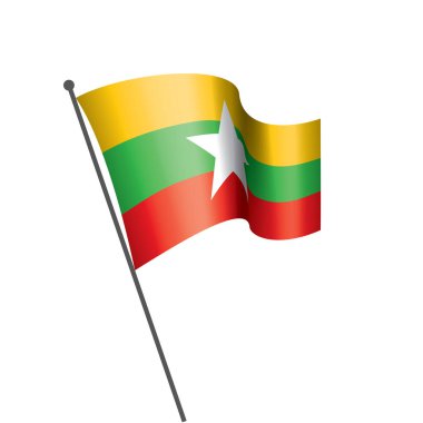 Myanmar bayrağı, beyaz bir arka plan üzerinde vektör çizim