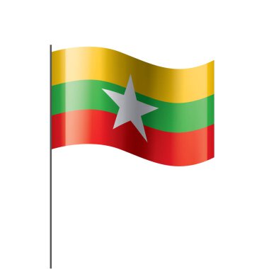 Myanmar bayrağı, beyaz bir arka plan üzerinde vektör çizim