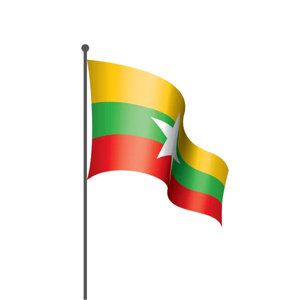 Bandera de Myanmar, ilustración vectorial sobre fondo blanco — Vector de stock