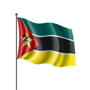 Mozambik bayrak, beyaz bir arka plan üzerinde vektör çizim