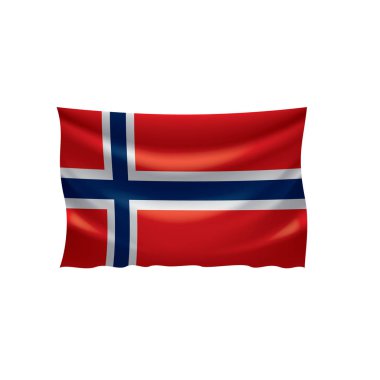 Norveç bayrağı, beyaz bir arka plan üzerinde vektör çizim