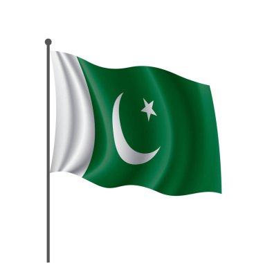 Pakistan bayrağı, beyaz arkaplanda vektör illüstrasyonu