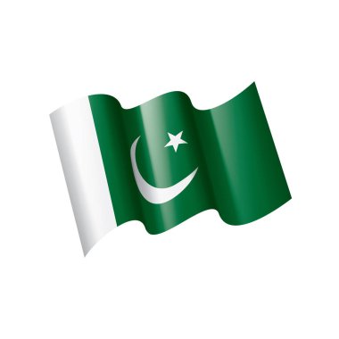Pakistan bayrağı, beyaz arkaplanda vektör illüstrasyonu