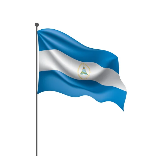 Nicaragua-Flagge, Vektorabbildung auf weißem Hintergrund — Stockvektor