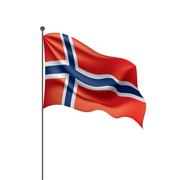 Государственный Флаг Норвегии Векторная Иллюстрация Белом Фоне — стоковый вектор