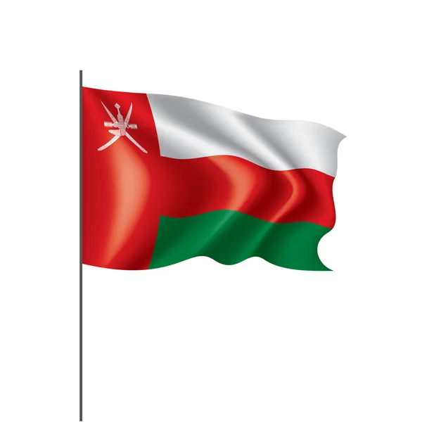 Omanische Flagge, Vektorillustration auf weißem Hintergrund — Stockvektor